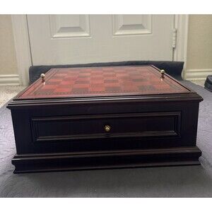 The BOMBAY Company Deluxe Game Checkers Backgammon Chess Wooden Box Set 16x16x7